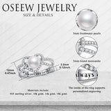 Oseew 7mm Freshwater Pearl Ring with Moissanite 10K 14K 18K Solid Gold Sterling Silve Engagement Ring Personalized Engraving Wedding Promise Ring for Women