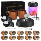 Electric Whiskey Smoker Kit with 7 Light Modes,Rechargeable Cocktail Smoker with 2 Wooden Bourbon Glasses,10 Natural Wood Chips