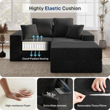 Cloud Modular Sectional Sofa, Comfy Boneless Couch for Living Room, Modern L-Shaped Couch with Reversible Chaise, Customizable Sleeper Sofa with Non Slip, No Assembly & Deep Seat, Black