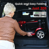 MobiCyc 4 Wheel Mobility Scooters for Seniors - Up to 20 Miles Range,Folding Powered Mobility Scooter Device w/600WH Battery,Only 58 lb Weight, Dual Basket, 300 lb Capacity, Compact