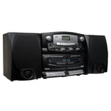 Supersonic Black Edition Vintage Bluetooth Stereo System Home Music Audio System, CD/MP3 Player, AM/FM Radio, Dual Cassette Player/Rec USB inputs, Detachable Speakers, AC/DC, (Remote Included)