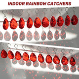 H&D HYALINE & DORA 10pcs Bauhinia Crystal Suncatcher Prisms Chandelier Beads Replacement 38mm Hanging Crystals Ornament Pendant for Window Wedding Party Decor,Red