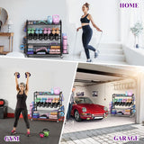 XXL-Dumbbell Rack Weight Rack for Dumbbells, VOPEAK Home Gym Storage Rack for Yoga Mat Kettlebells and Strength Training Equipment, Weight Storage Holder Stand Rack for Dumbbells with Wheels