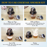 Old Fashioned Smoker Kit, Whiskey Bourbon Cocktail Smoker Kit With 4 Flavored Wood Chips, Torch (No Butane) Smoke Top Cocktail Bar Kit, Gift for Whiskey Lovers, Dad, Husband, Men
