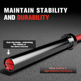 RitFit Elite 7ft Olympic Barbell, Robust 45lb Barbell for Weightlifting and Powerlifting, Superior Olympic Bar with Exceptional 500lbs Load Capacity, Weight Bar for 2” Standard Plates Sliver/Red
