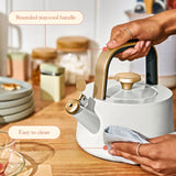 1.8L Ceramic Non-Stick Stovetop Tea Kettle, Durable Ceramic-Coated Stainless Steel, Whistle Alert, Compatible with All Stovetops, White Icing - kitchen appliances (White Icing)