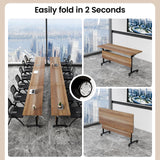 Folding Conference Table with Wheels, Flip-Top Mobile Training Table Modular Conference Room Tables, Space Saving Seminar Meeting Tables for Office School Business Classroom(Light walnut,4PCS 47.2in)