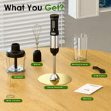 WHUTO Cordless Immersion Hand Blender, 5-in-1 Variable Speed blender handheld,Rechargeable with 2000mAh Battery, BPA-Free & Dishwasher-Safe Accessories:700ml Beaker,Chopper,Whisk & Milk Frother,Ink