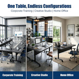 Modular Conference Tables with Silent Wheels and 2 Cable Grommets Modern Flip-Top Training Table