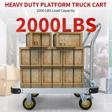 Heavy Duty Platform Truck Push Cart Dolly, Foldable Large Flatbed Cart with 6" Swivel Wheels