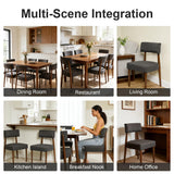 BONBEUR Wooden Dining Chairs Set of 4, Modern Farmhouse Upholstered Kitchen Side Chairs with Linen Fabric and Solid Rubberwood Legs, Open Backrest Dining Room Chairs, Black