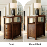 LITTLE TREE Solid Wood End Table Set 2 with 2 Drawers & Open Shelf, No Assembly Required Side Table for Living Room, Vintage Brown Couch Side Tables, Slim Bedside Table Nightstand for Bedroom