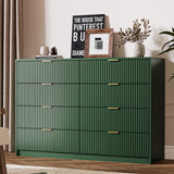 MAISONARIA Green Dresser for Bedroom, 8 Drawer Double Dresser, Modern Chest of Drawers for Bedroom, Living Room, Entryway and Closet, 55" L x 15.7" D x 37.4" H