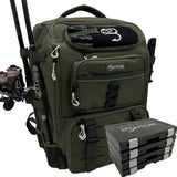 Baitium Fishing Backpack, Tackle Bag With Rod Holders, 40L Capacity With Cooler, Rain Cover, Insulated Pocket, 4 Tackle Trays Included- (Green)