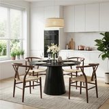 Maotifeys Modern Round Dining Table 42'' Black Marble Dining Room Table for 4, Circle Faux Marble Top Kitchen Table with Black Pedestal for Dining Room, Bistro, Breakfast (Table Only)