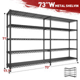 REIBII 73''W Shelf 1650 LBS Storage Shelves 5-Tier Metal Shelving Wire Shelving Unit, Adjustable Heavy Duty Metal Shelves Wire Shelf for Pantry Kitchen Industrial Commercial,17.7" D x 73" W x 71" H