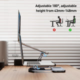 Laptop Stand with USB C 6in1 Docking Station, 15W Magnetic Wireless Charger, USB 3.0 KVM Switch