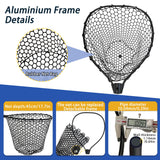 SEASPRO Black Telescoping Fishing Net Aluminum Alloy Rubber Fish Net - Adjustable Length Lightweight Foldable Fishing Gear and Large Fishing Net with Handle Collapsible Extendable Fishing Accessories