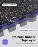 AIRHOP 0.79in Thick 24 Sq Ft Exercise Equipment Mats, 6 Tiles Upgraded Rubber Top with High Density EVA Foam, Large Interlocking Puzzle Gym Flooring for Home Gym, Heavy Weight Workout,Black & White