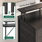 Huuger 47 Inch Computer Desk with Power Outlets and LED Lights, Gaming Desk with 4 Drawers,