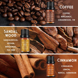 Men's Essential Oils for Diffusers for Home - 6x10ML Fragrance Oil for Candle Making - Leather, Sandalwood, Coffee, Cedarwood, Cinnamon & Amber Accord | Essential Oil Set for Soap & Gifts
