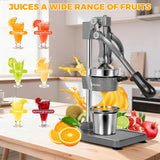 Shcazhcx Heavy Duty Cast Iron Pomegranate & Citrus Juicer, Extra Powerful Manual Hand Press, High Yield Lemon Orange Squeezer with Stainless Steel Cup, Commercial Grade Juice Press