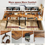 59 Inch L Shaped Standing Desk with Shelves and Keyboard, Electric Corner Standing Desk Adjustable Height