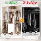 HOMPUS Closet Organizer System with 3 Drawers, 80'' Closet Organizers and Storage, 4-9Ft Adjustable Wall-Mounted Wardrobe System, Walk-in Wardrobe Closet Rack with 4 Hanging Rods for Bedroom, White