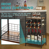 mall Liquor Bottle Holder with 8-Bottle Wine Rack Mini Wine Bar Cabinet Corner Whiskey Display Shelf Bosimeca