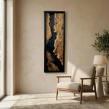 Live Edge Wood Wall Art, Black Framed Narrow Vertical Panel | Natural Wooden Wall Decor for Hallway, Living Room & Office, Rustic Handcrafted Gift - 20"x48"