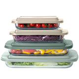 COOK WITH COLOR 8-Piece Deep Glass Baking Dish Set with Plastic Lids – Casserole and Food Storage Containers for Lasagna, Leftovers – Freezer-to-Oven, Microwave & Dishwasher Safe, Mint