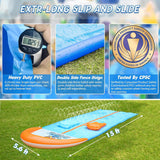 Slip Water and Slide, 22.5ft Extra Long Lawn Water Slides for Kids Adults, Double Lanes Racing Backyard Summer Sprinkler and Splash Water Toy, XL Slip Waterslide with Inflatable Bodyboards Garden Toy