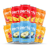 PERFY Nootropic Calm Soft Soda Drink Variety Pack | 4 Flavors: Dr. Perfy, Blood Orange Yuzu, Tropical Citrus, Fruit Punch (12oz Cans) | L-Theanine + Turmeric | Low Sugar, Stevia & Monk Fruit | Keto Friendly | (12-Pack, 144 fl oz)