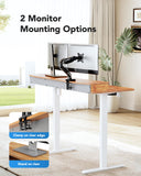 HUANUO 55″ x 26″ Electric Standing Desk with 2 Drawers, C-Clamp Mount Compatible, Height Adjustable Computer Desk, Home Office Stand Up Desk with 4 Preset Heights & 2 Hooks, Light Vintage