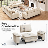 PHI VILLA 3-Piece Modular Sectional Cloud Couch and 2 Loveseats Sofa Set