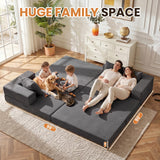79" Modular Sectional Sofa, Boneless Convertible Sleeper Sofa Bed, Modern Tri-Folding Cloud Couch with L-Shape Chaise, Corduroy Futon for Living Room Small Spaces Apartment, No Assembly,Grey