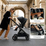 Mompush Ultimate2 Full-Size Stroller, Reversible Seat, Infant to Toddler