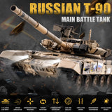 BESTYMXY RC Tank Russian T-90 Main Battle Tank, 1/16 2.4ghz Remote Control Vehicle with Sound & Light for Ages 14+