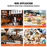 VEVOR Electric Donut Maker, 2000W Commercial Doughnut Machine with Non-stick Surface, 9 Holes Double-Sided Heating Waffle Machine Makes 9 Doughnuts, Temperature 122-572℉, for Restaurant and Home Use