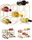 Gusto Nostro Countertop Wine Rack - 14 Bottle Freestanding Modern Gold Metal Small Wine Rack - 3 Tier Tabletop Wine Holder Stand for Cabinet, Pantry