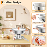 5QT Round Chafing Dish Buffet Set – Rose Gold Stainless Steel Catering Warmer with Dome Lid, Frame & Utensils – Stackable Food Server for Weddings, Parties, Dinners (Fuel or Ice Compatible), 2 Pcs.