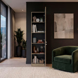 Tuhome Home 71" Tall Standard Bookcase with 5 Open Storage Shelves, 1 Door, Closed Back, Freestanding Living Room, Office or Bedroom Storage (Model M5), Coastal Oak/Wenge
