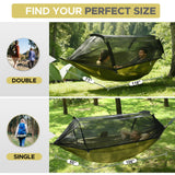 Sunyear Camping Hammock Tent - Portable Hammocks with Mosquito Net (Single/Double, 500lbs Capacity) - Spacious & Anti-Rollover Design with 2 Tree Straps for Hiking, Backpacking, Indoor/Outdoor Use