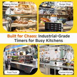 Commercial Kitchen Timers for Cooking, 12-Channel Timer for Commercial Kitchens, Heavy-Duty Loud Alarm Timer for Restaurants, Stainless Steel, LED Technology