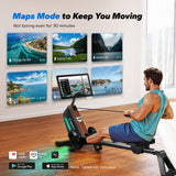 MERACH Rowing Machines for Home, Powerful Electromagnetic Row Machine with 51.2" Extended Rail, 16-Level Handle