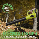 LEAPUL Leaf Blower Cordless, 21V Electric Leaf Blower with 2×2.0Ah Batteries & 1 Fast Charger, Lightweight Battery Powered Blower for Lawn Care, Patio Cleaning