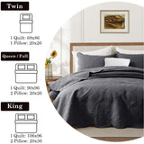 MOONLIGHT20015 10 Pack Queen Quilt Bedding Set (90" x 96") - Bulk Wholesale for Hotels, Guest Bedroom & Airbnbs - Lightweight Microfiber Reversible Floral Embossed Quilts Bedspreads (Charcoal)
