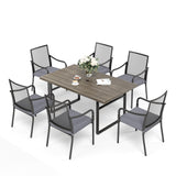 SUNSHINE VALLEY Patio Dining Set for 6, 64" Rectangle Metal Table, 6 Chairs