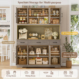 HOSTACK 71" Tall Kitchen Pantry Storage Cabinet, 55" W Kitchen Hutch, Grey