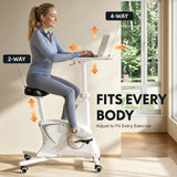 FLEXISPOT Exercise Bike with 2D Desktop, Space Saving Under Desk Bike with Removable Desk, Stationary Bikes Upright Indoor Bikes with 8 Level Magnetic Resistance Upgraded Pro Flywheel, V9 White